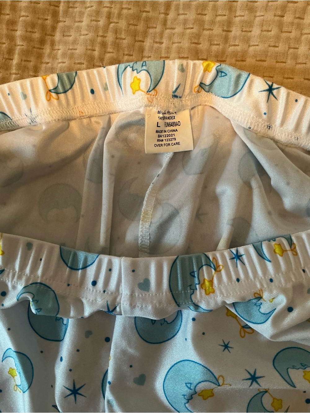 Care Bear Costume. Aqua Plush Hooded Top with Moon Patch - Picture 3 of 4